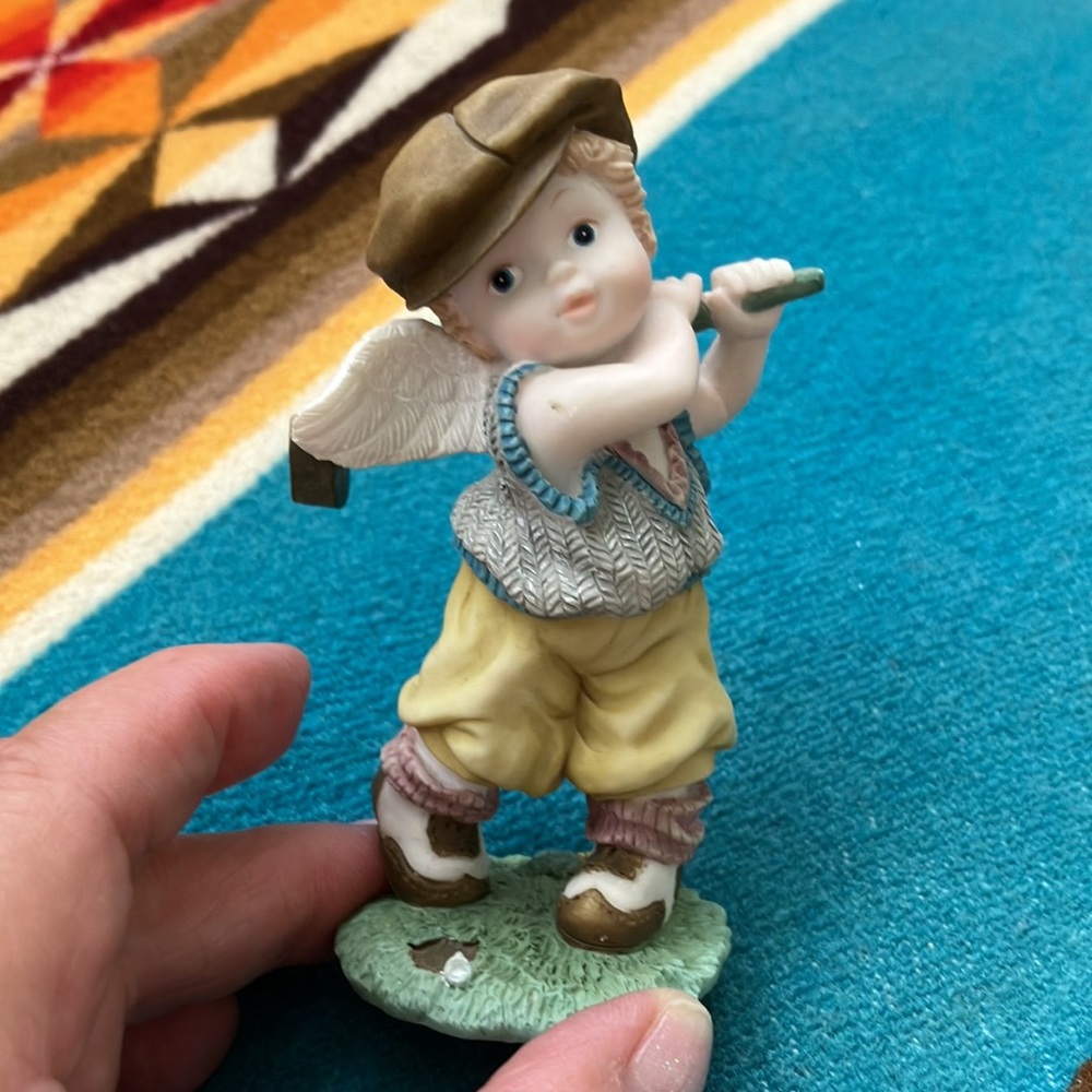 VINTAGE SWANK PUTTER CUP GANZ FIGURINE LASER ETCHED 3 D CUBE HAND PAINTED MUG - Picture 6 of 17